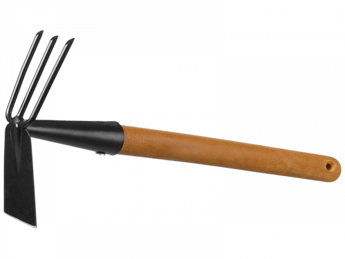 Мотыга-рыхлитель "PROLine", лопатка+3 зуба с деревянной ручкой, GRINDA 421517, 113х100х575мм / 421517